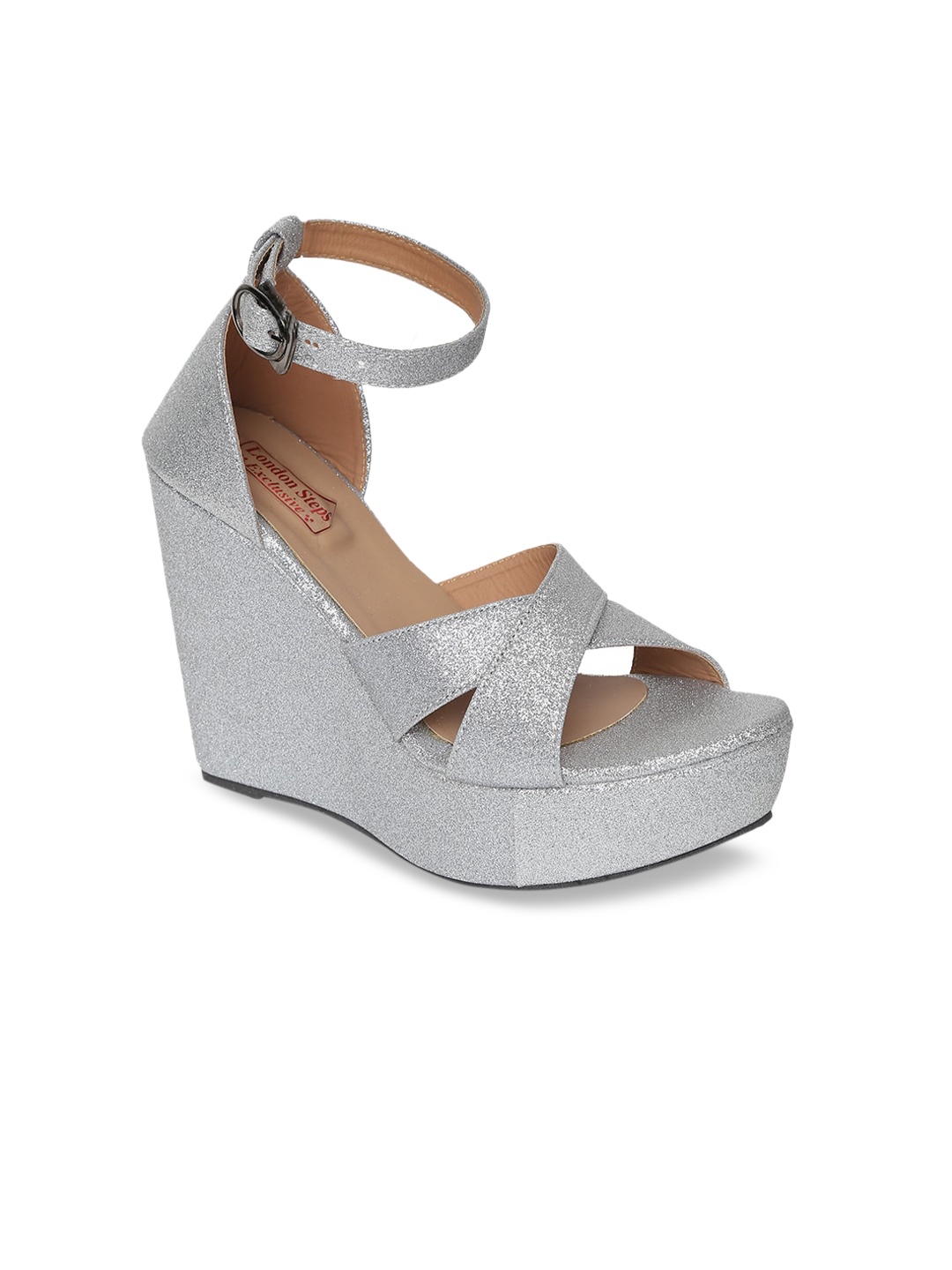 

LONDON STEPS Women Silver-Toned Solid Wedges