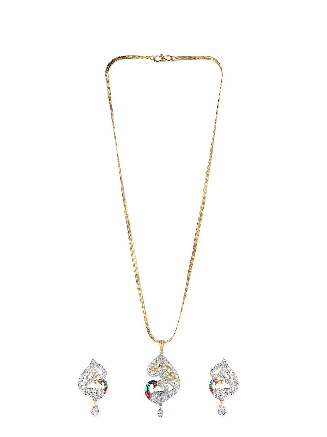 

Bhana Fashion Gold-Plated & White AD-Studded Jewellery Set