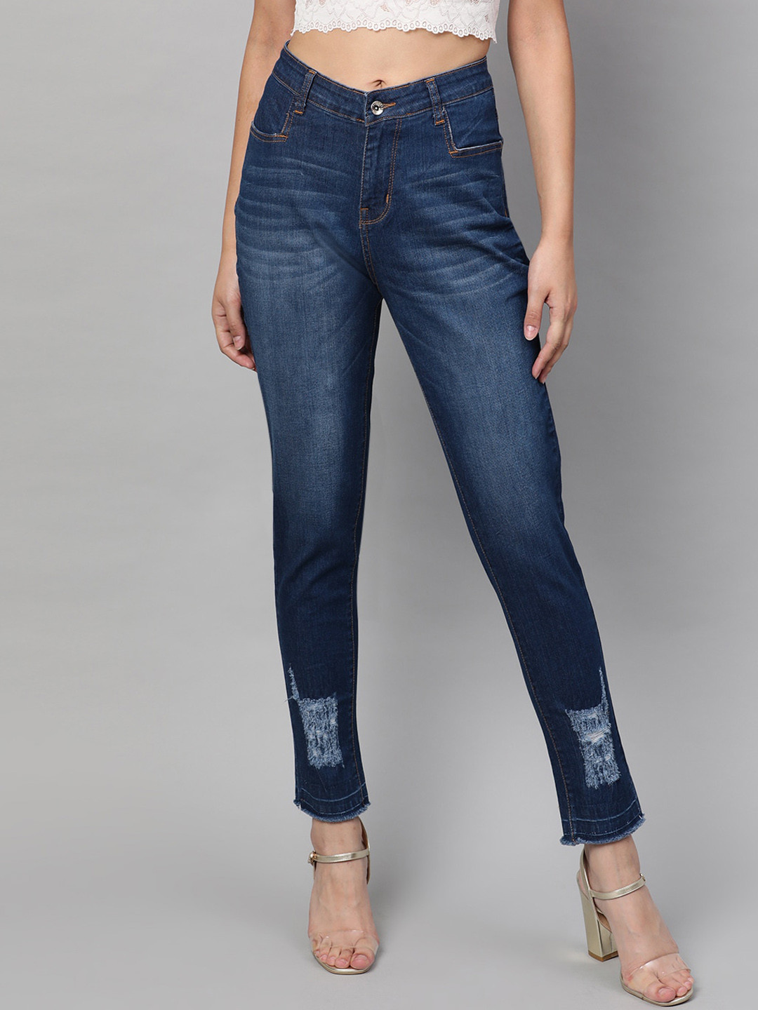 

STREET 9 Women Blue Skinny Fit Mid-Rise Mildly Distressed Stretchable Jeans