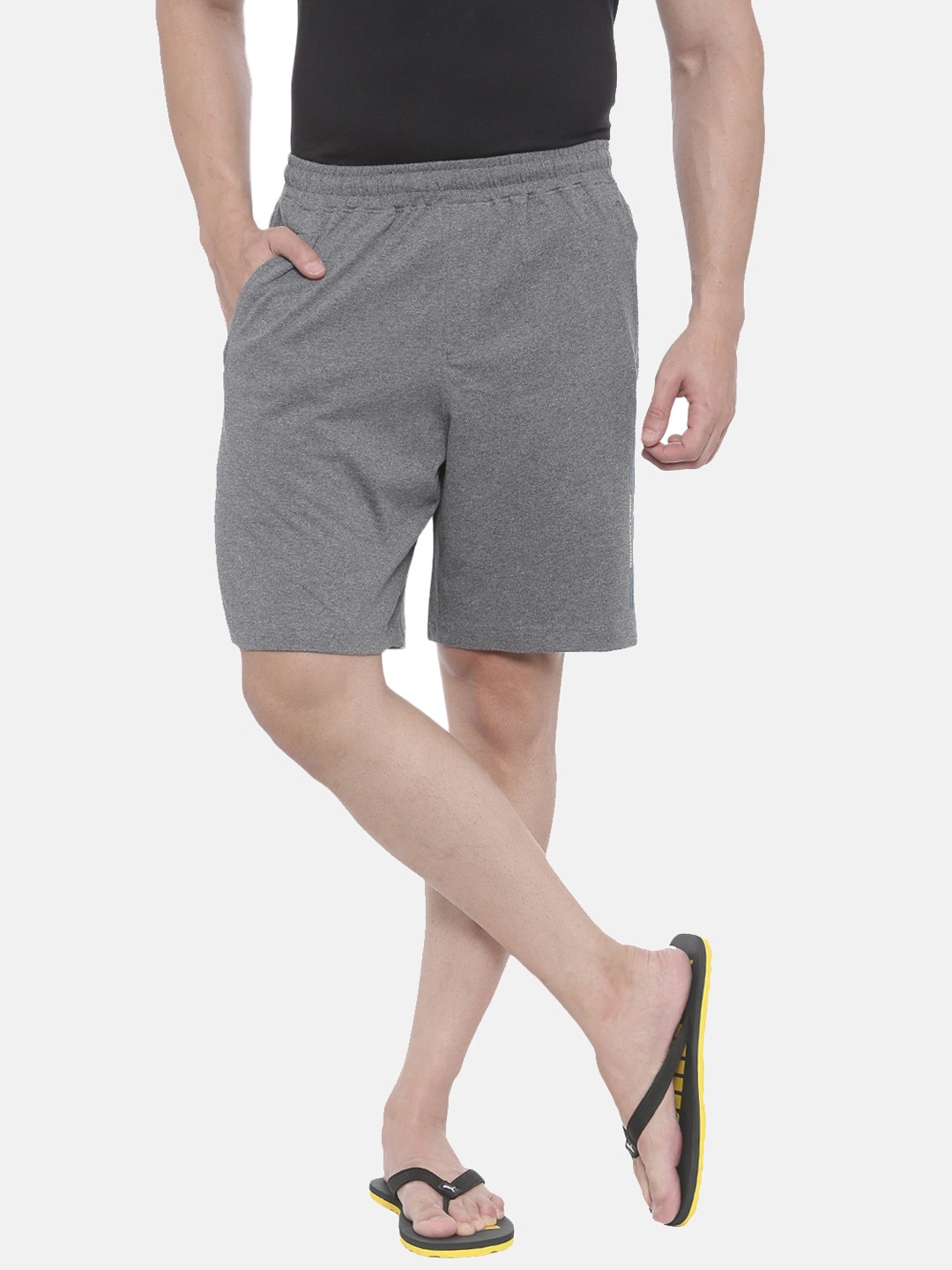 

Bitz Men Grey Melange Self Design Organic Cotton Lounge Shorts