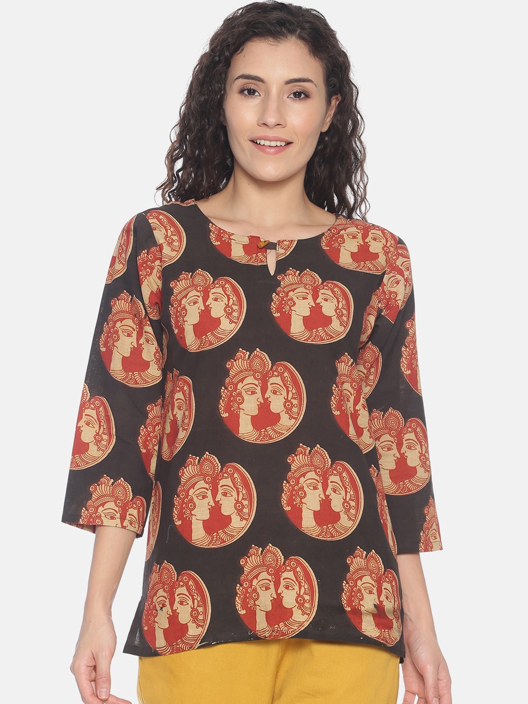

Resha Women Black Printed Pure Cotton Top