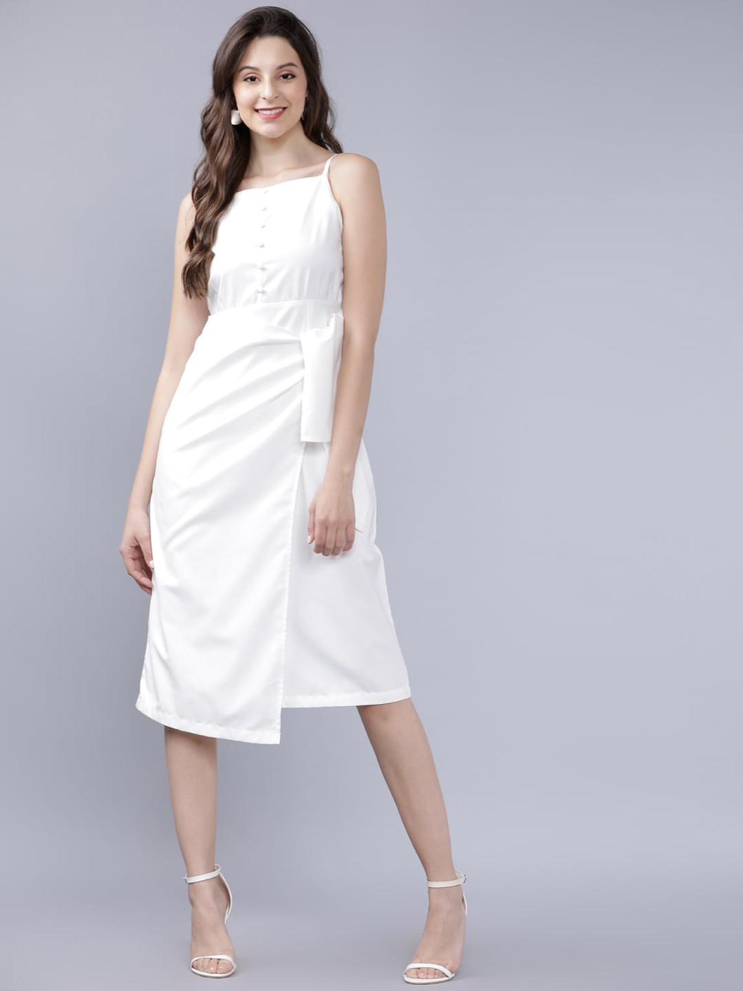 

Tokyo Talkies Women Off-White Solid A-Line Dress