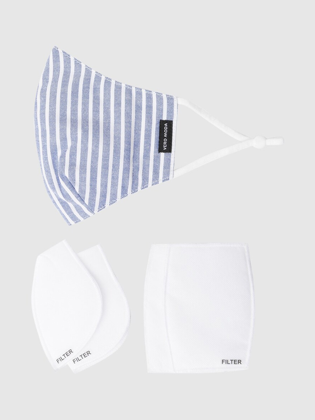 

Vero Moda Blue Striped 3ly Anti-Bacterial Knit Mask with Changeable Filters