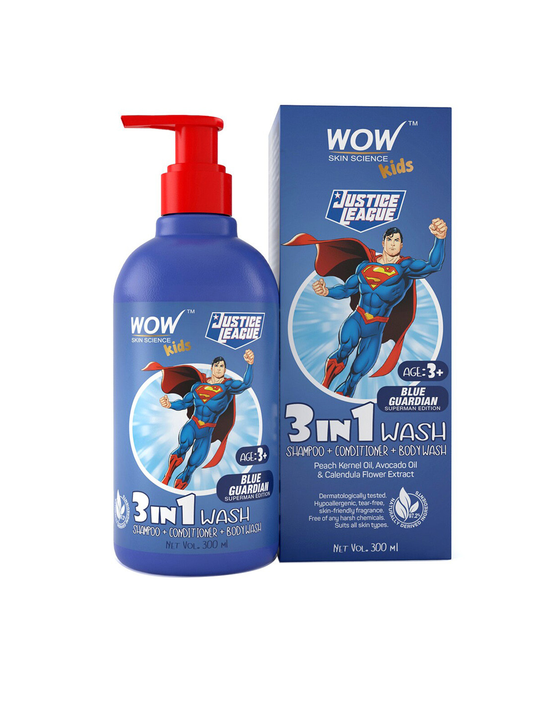 

WOW SKIN SCIENCE Kids 3 in 1 Wash Blue Guardian Superman Edition 300 ml