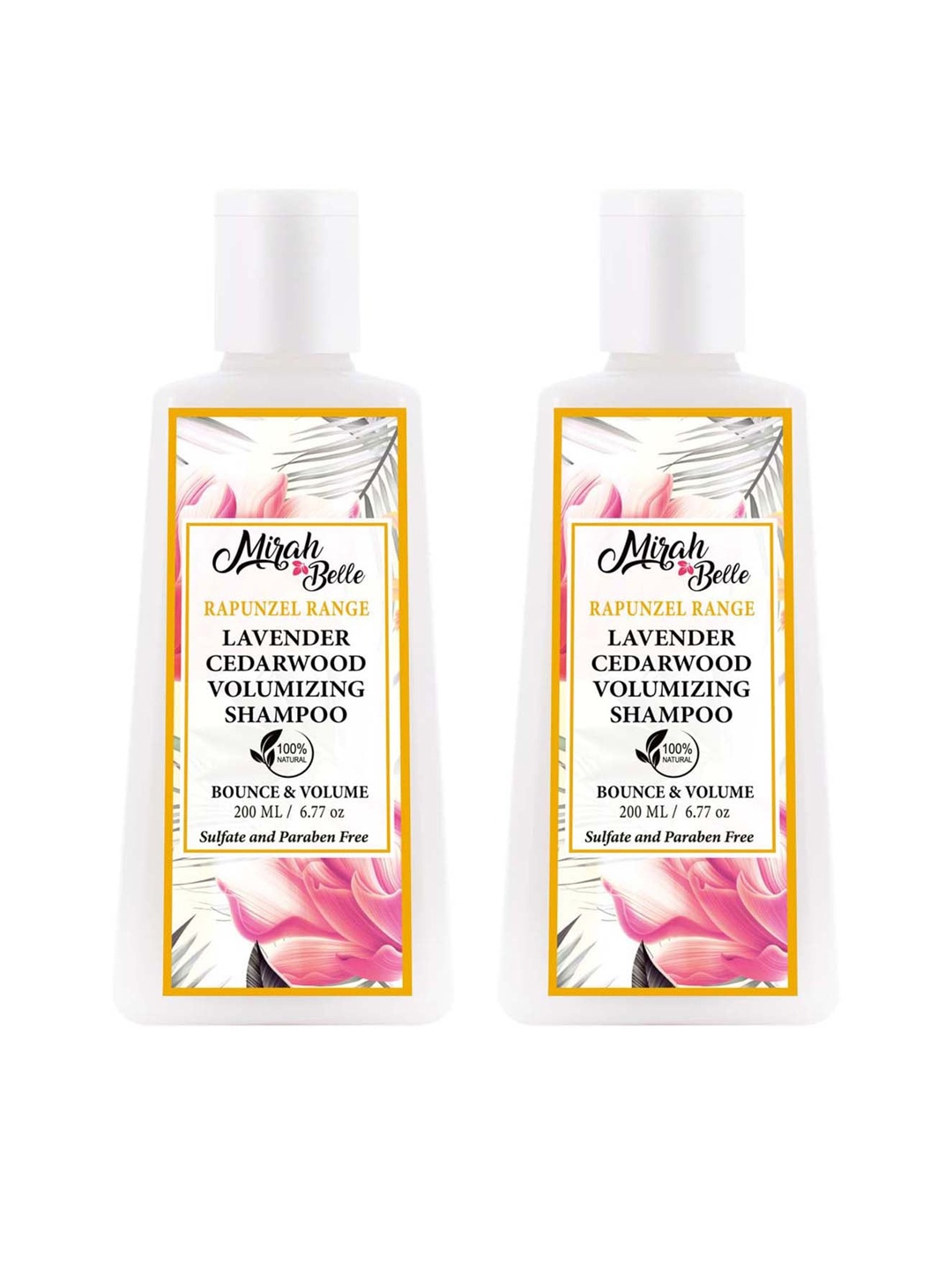 Mirah Belle Pack of 2 Lavender Cedarwood Volumising Shampoo- 200 ml each, Off white