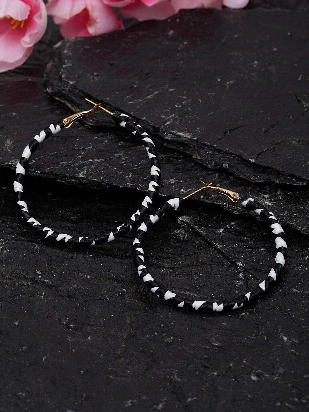 

Madame Black & White Circular Hoop Earrings