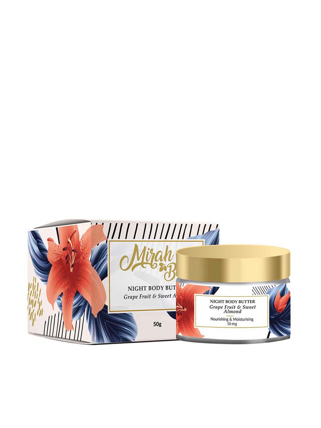 

Mirah Belle Unisex Grapefruit & Sweet Almond Night Body Butter 50 g, Off white
