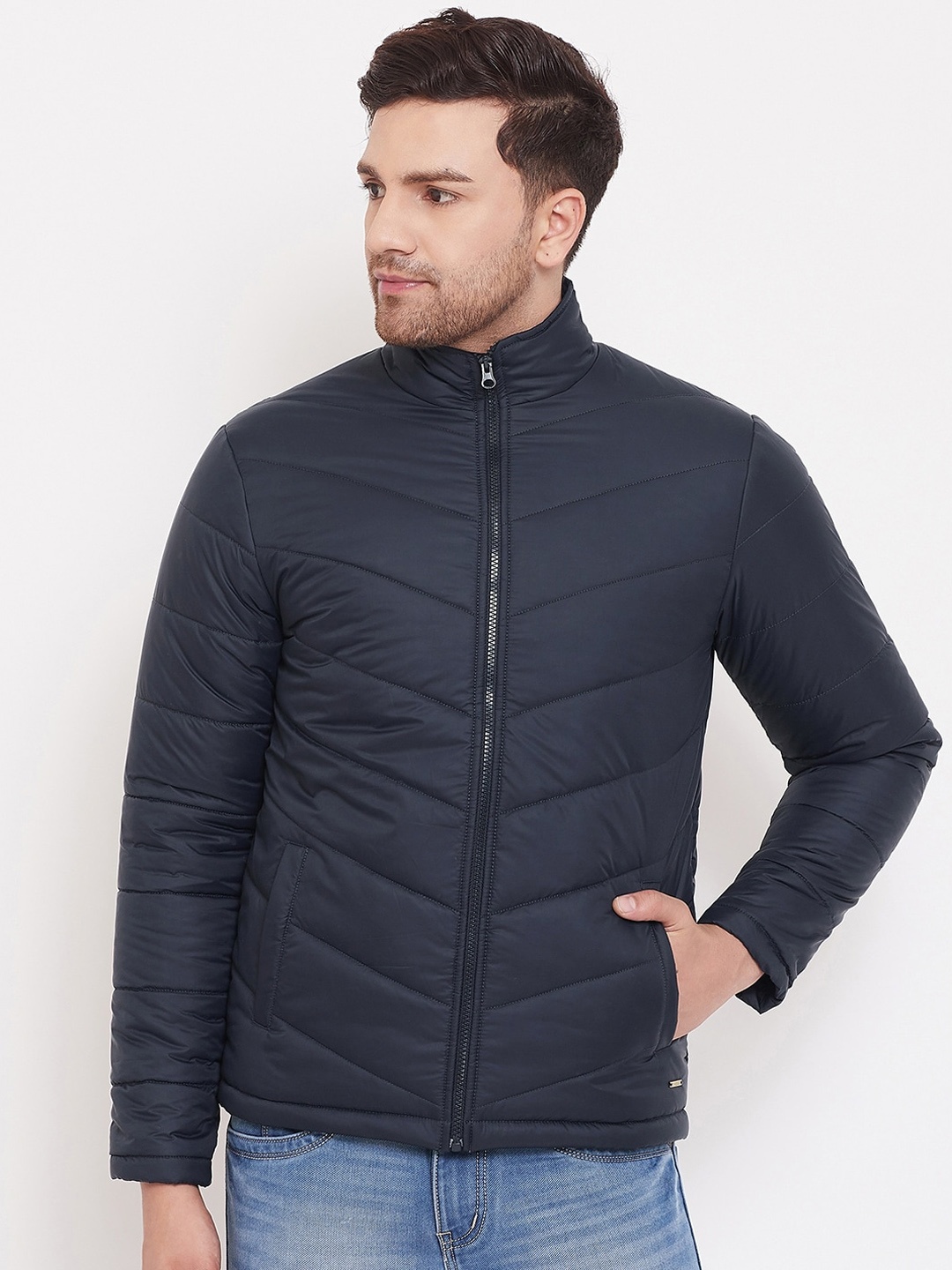 

PERFKT-U Men Navy Blue Solid Insulator Padded Jacket