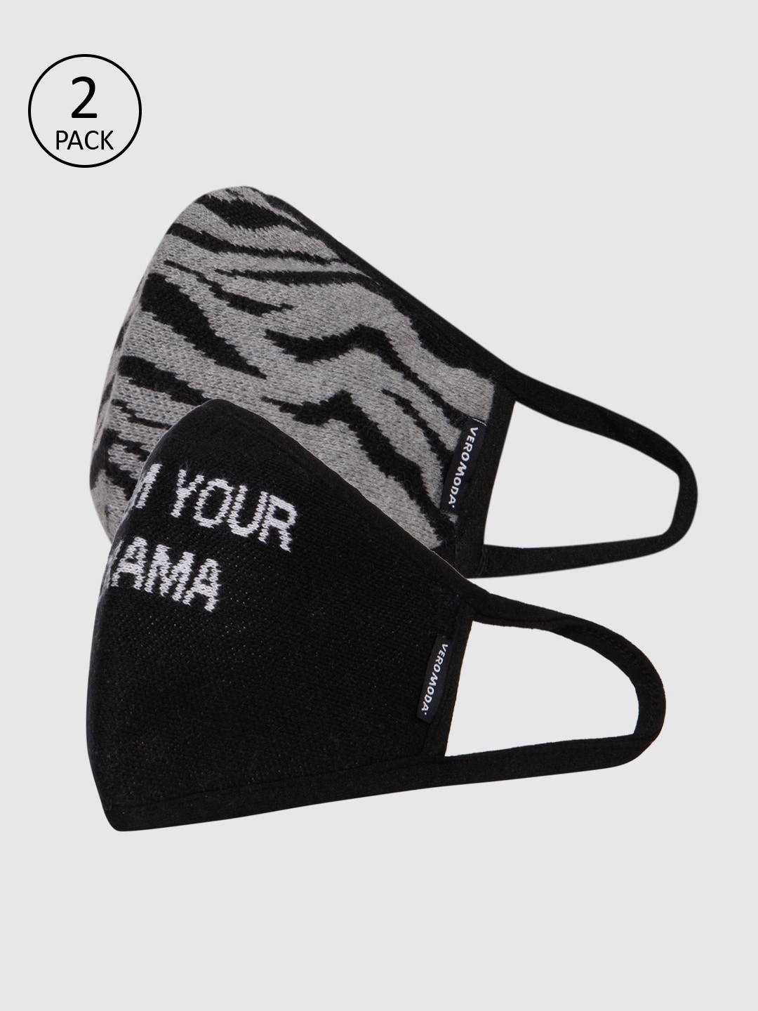 

Vero Moda Pack of 2 Black Jacquard Knit 3PLY Anti-Bacterial Mask
