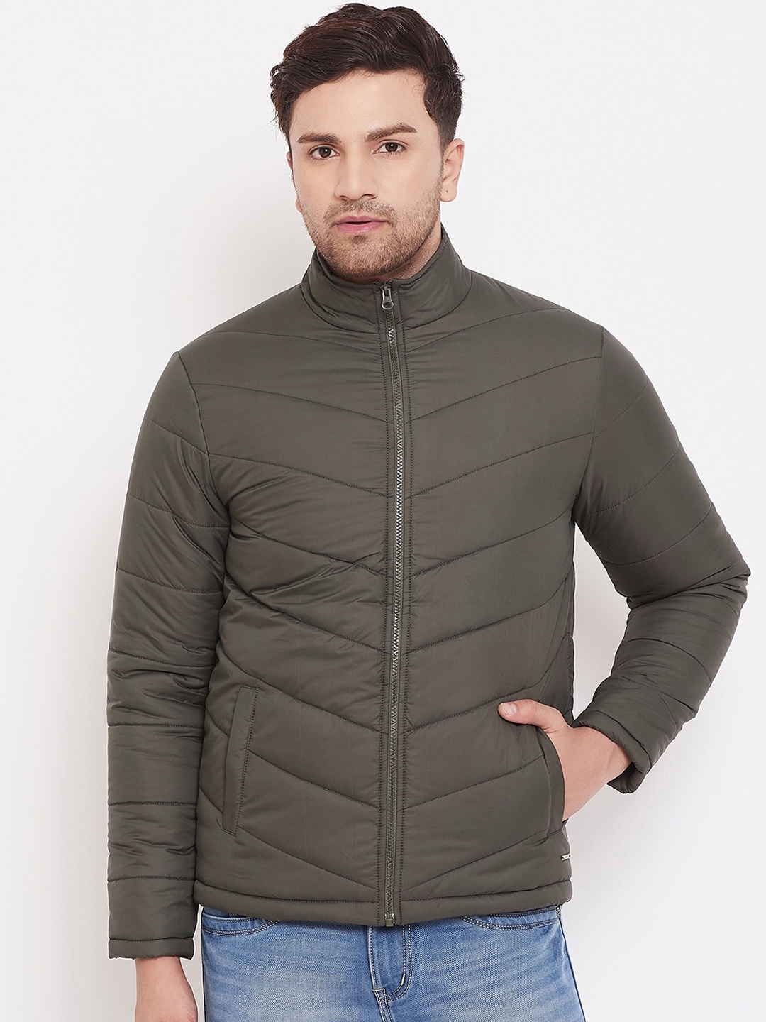 

PERFKT-U Men Olive Green Solid Insulator Padded Jacket