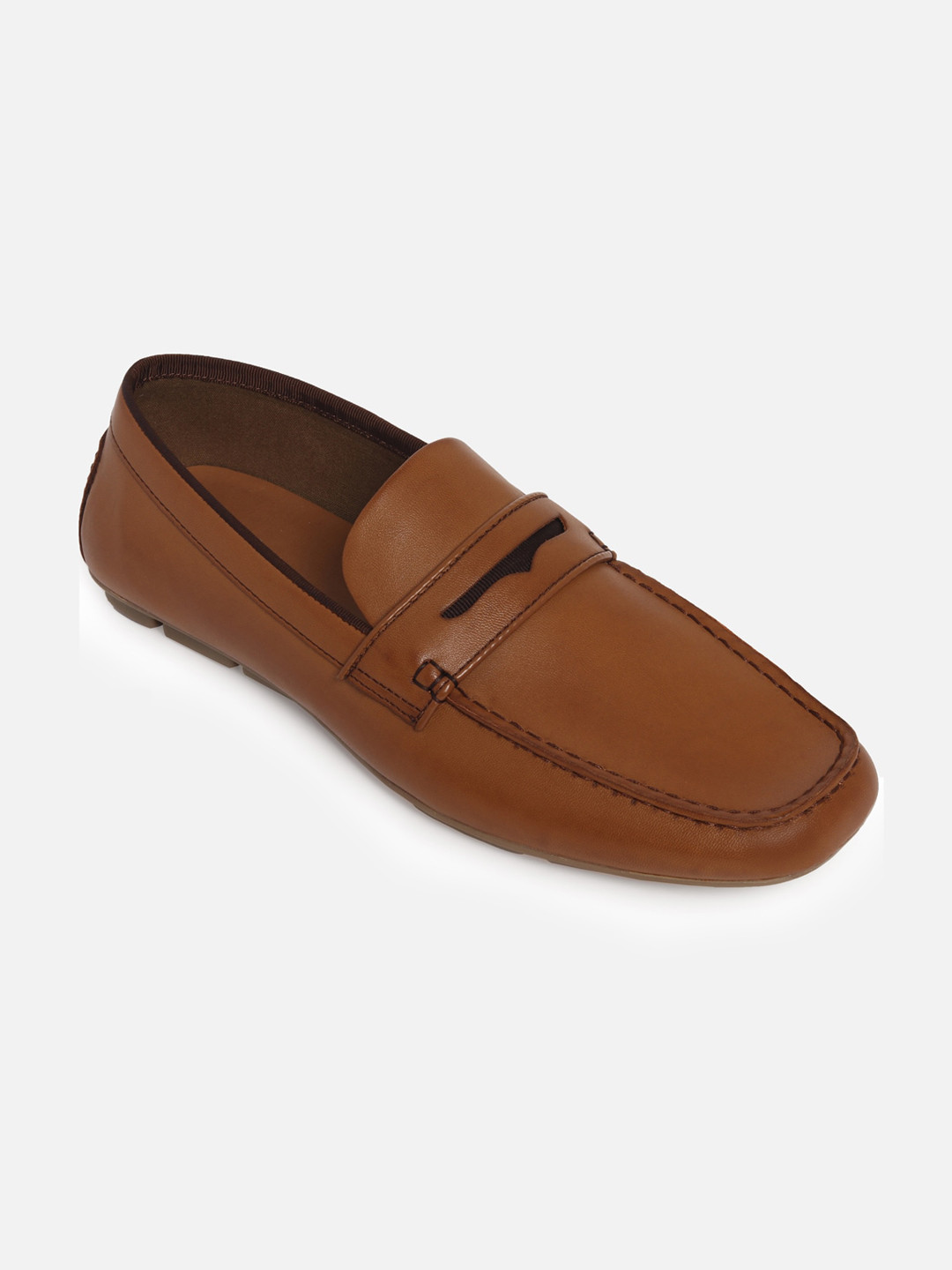 

ALDO Men Tan Brown Solid Leather Loafers