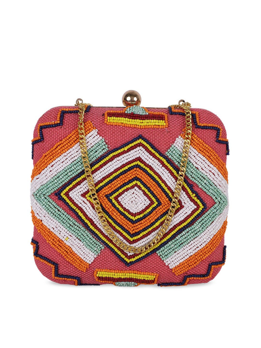 

REZZY Pink Embellished Box Clutch