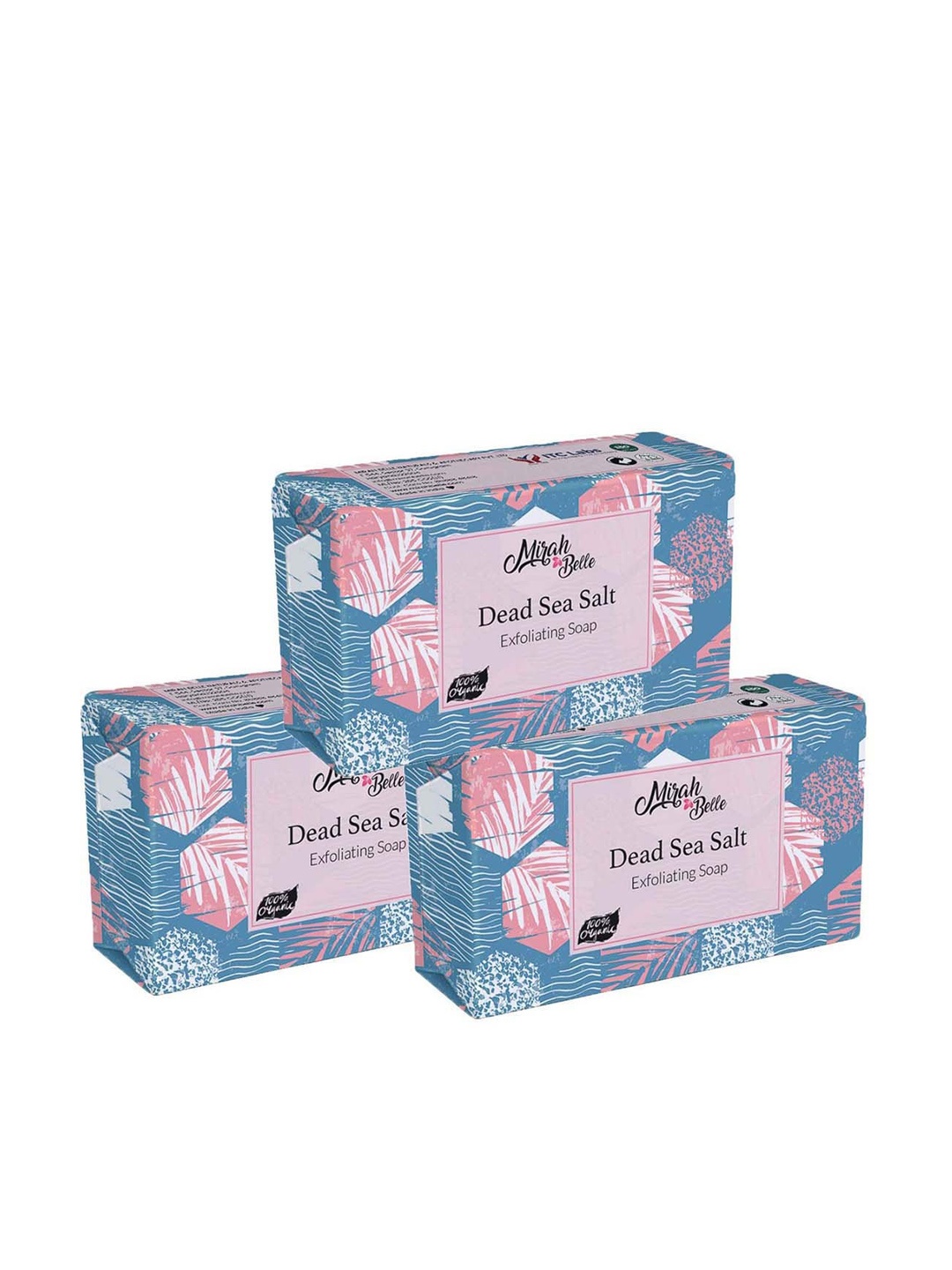 

Mirah Belle Unisex Set of 3 Exfoliating Dead Sea Salt Soaps, Blue
