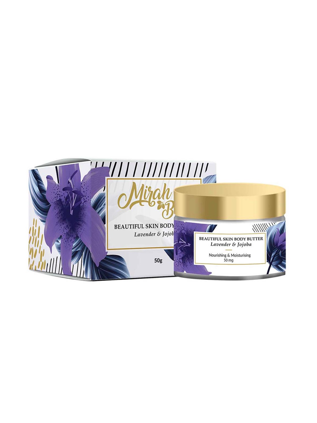 Mirah Belle Lavender & Jojoba Beautiful Skin Body Butter 50 gm, Off white
