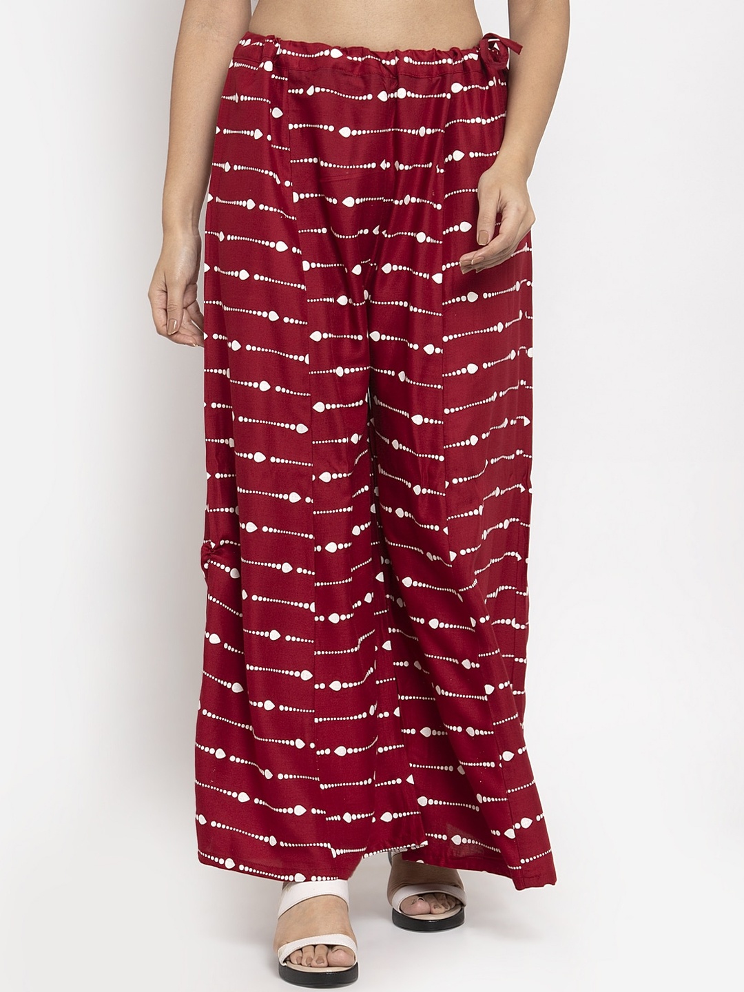 

Clora Creation Women Maroon & White Printed Straight Palazzos