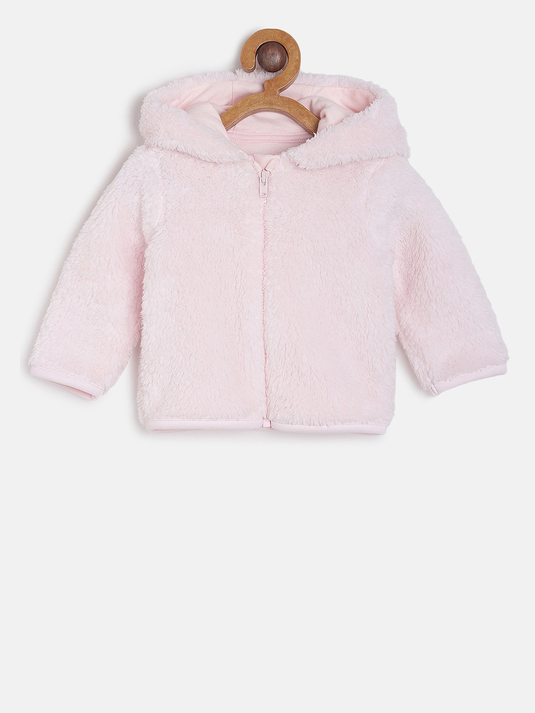 

MINI KLUB Girls Pink Solid Hooded Padded Jacket