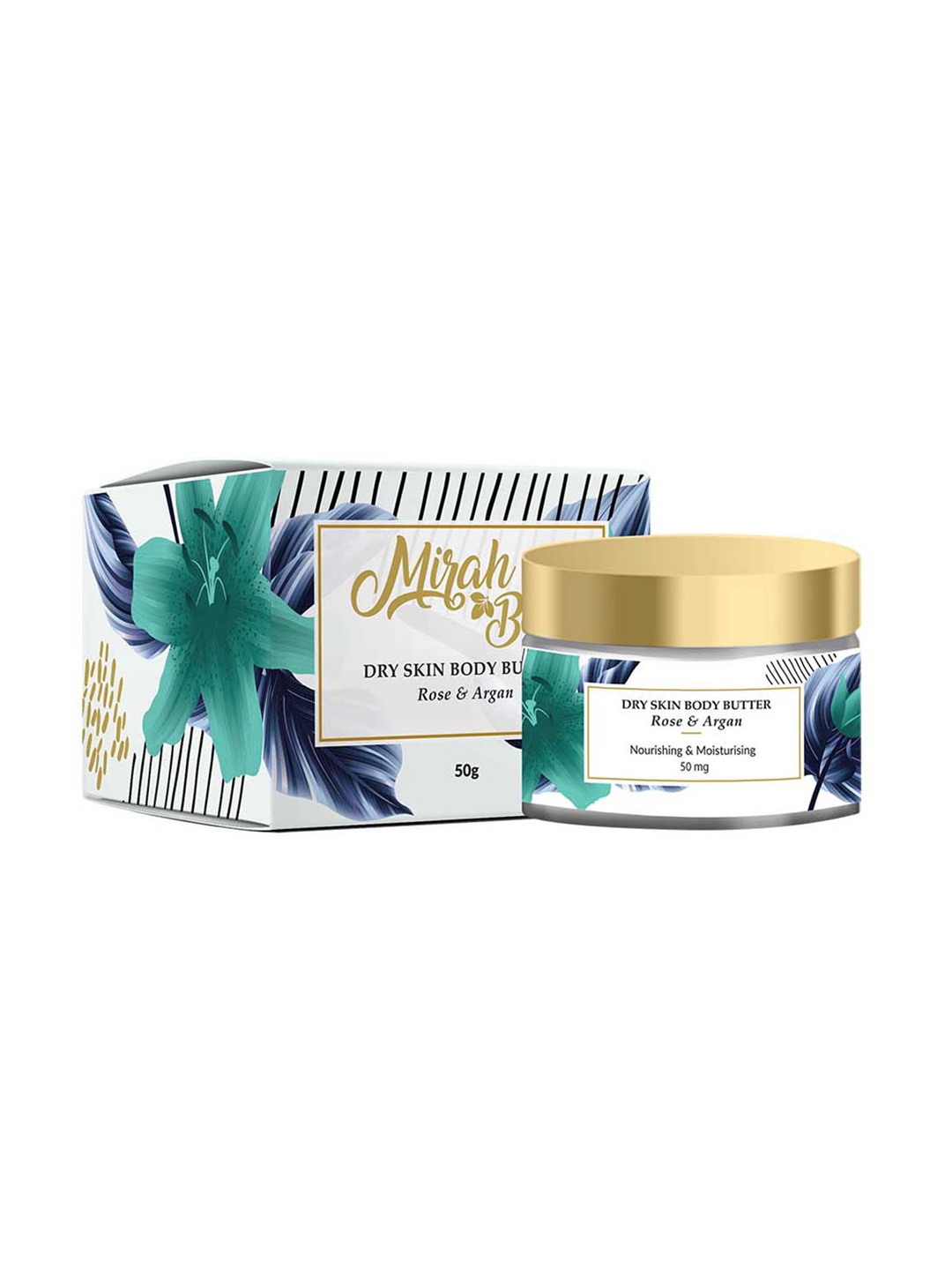

Mirah Belle Rose & Argan Body Butter for Dry Skin - 50 g, Off white