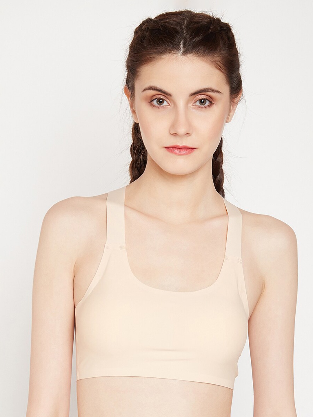 

Lebami Beige Solid Non-Wired Lightly Padded Workout Bra 116_Skiin_30