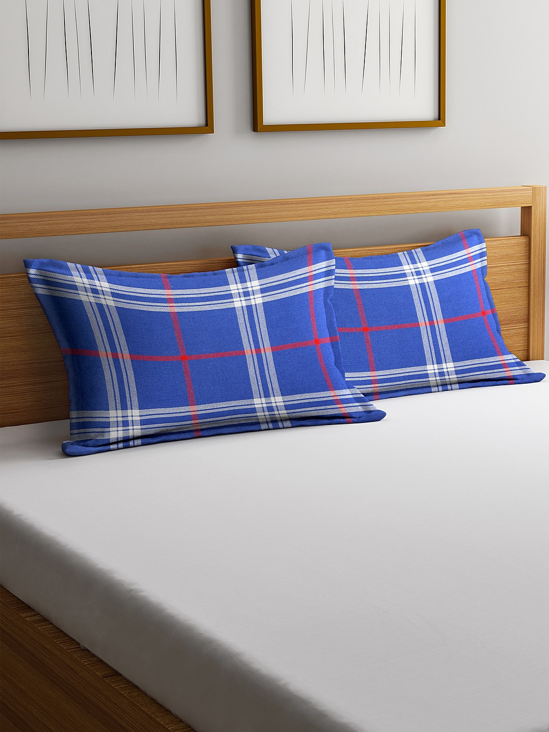 

KLOTTHE Set Of 2 Blue & White Checked Pillow Covers