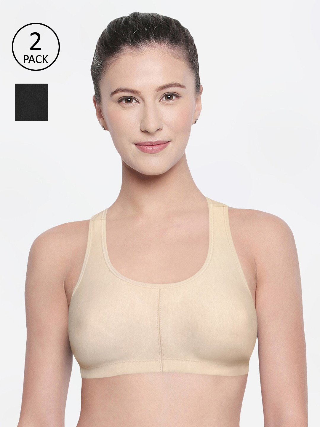 

Bodycare Pack of 2 Assorted Solid Non-Wired Non Padded Sports Bra 1612SB