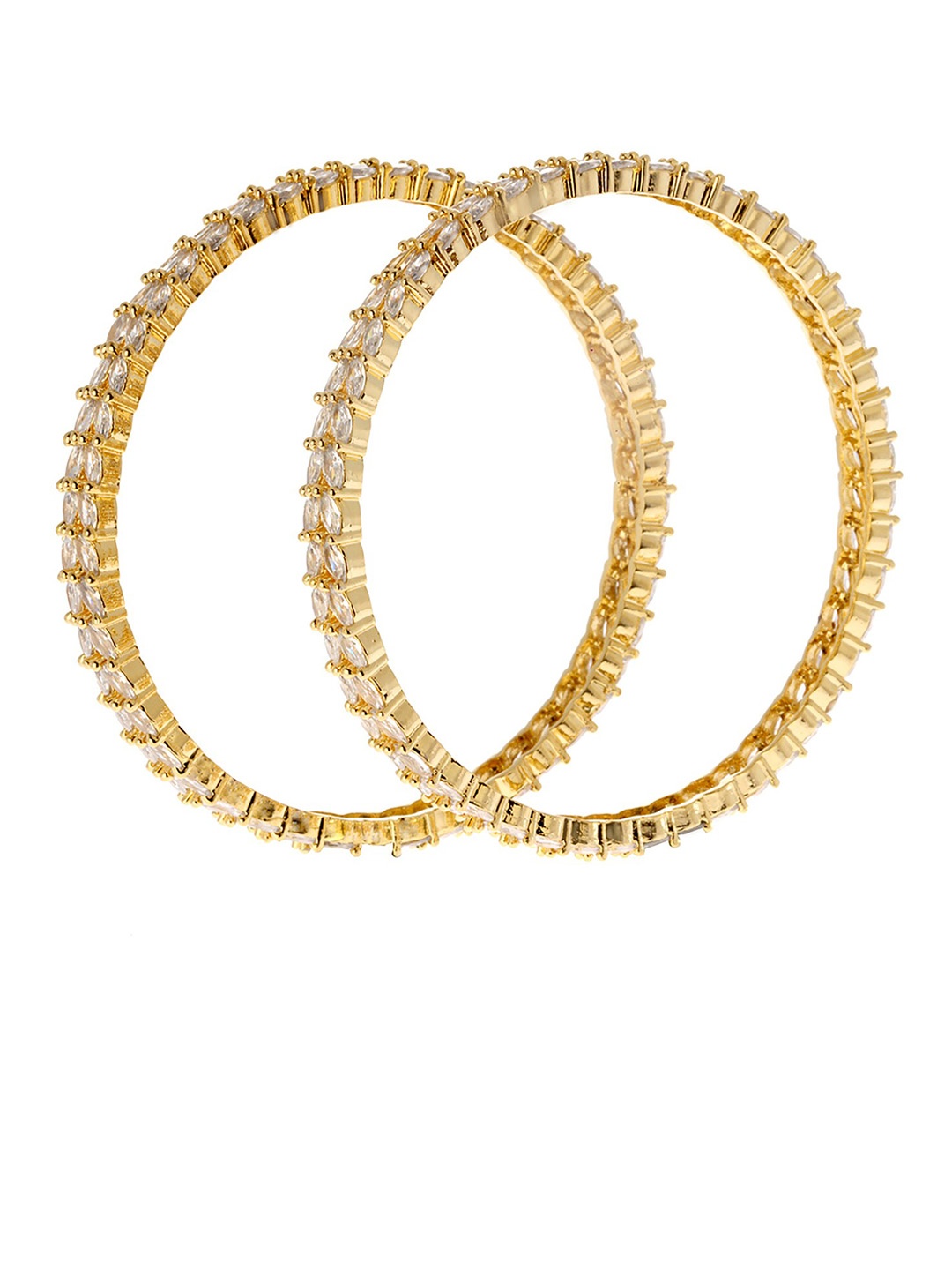 

LAIDA Set Of 2 Gold-Plated & White AD-Studded Handcrafted Bangles