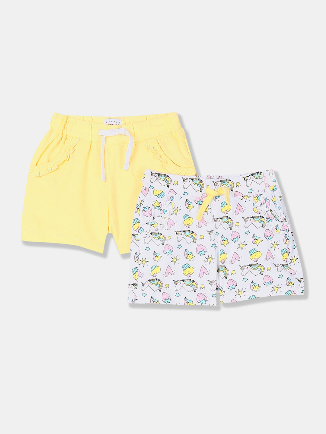 

Donuts Girls Pack Of 2 Printed Regular Fit Regular Shorts, Yellow