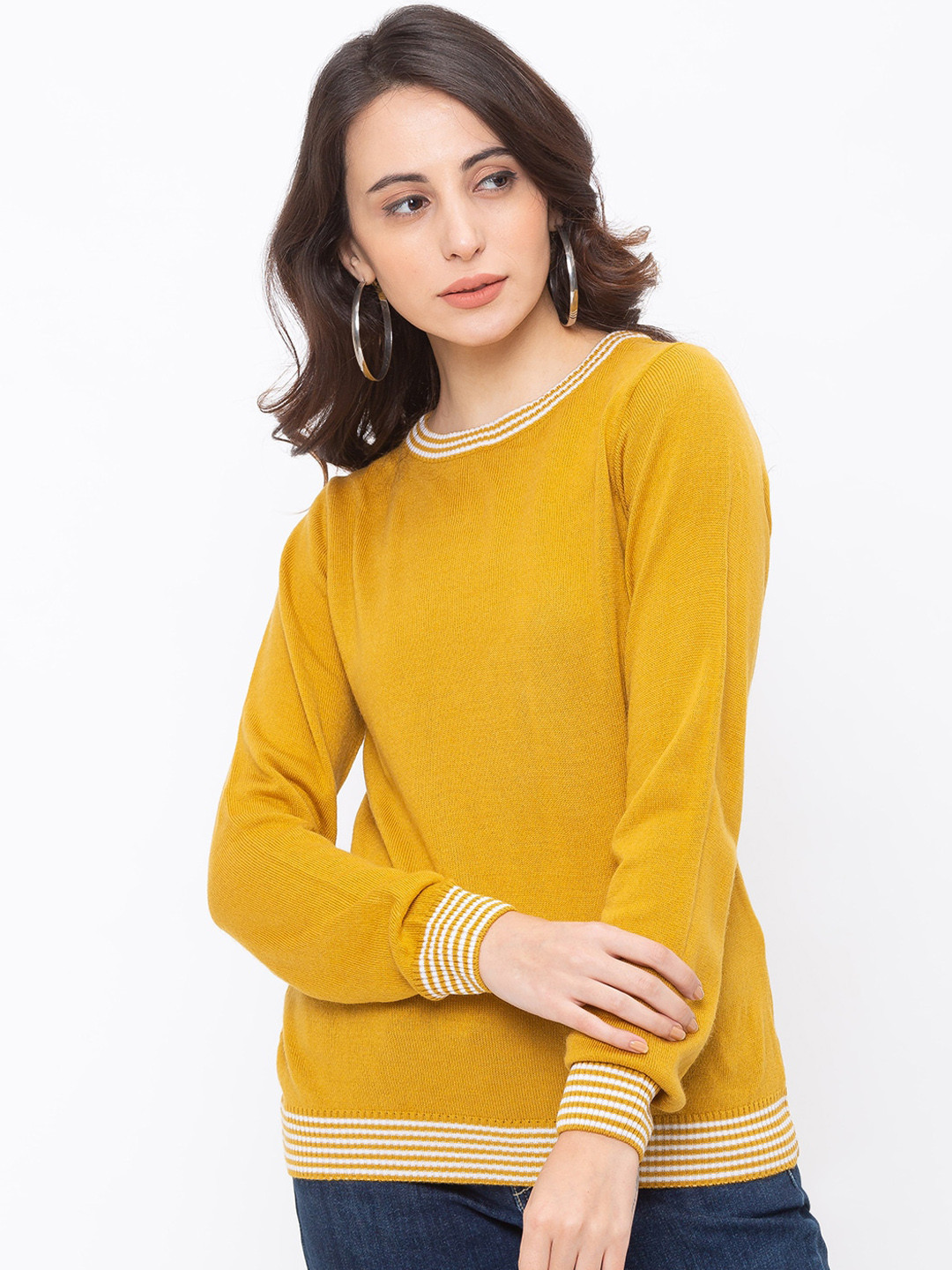 

Globus Women Mustard Yellow Solid Pure Cotton Top