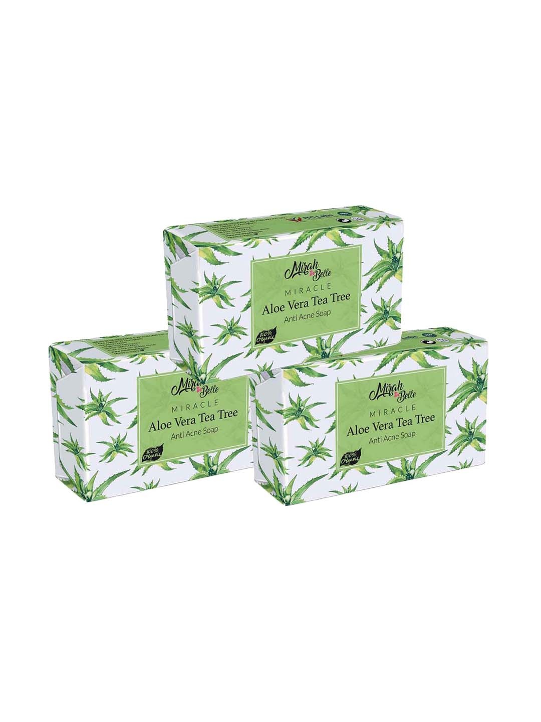

Mirah Belle Aloe Vera, Tea Tree Anti Acne Soap - 125 GM ( Pack of 3), Green