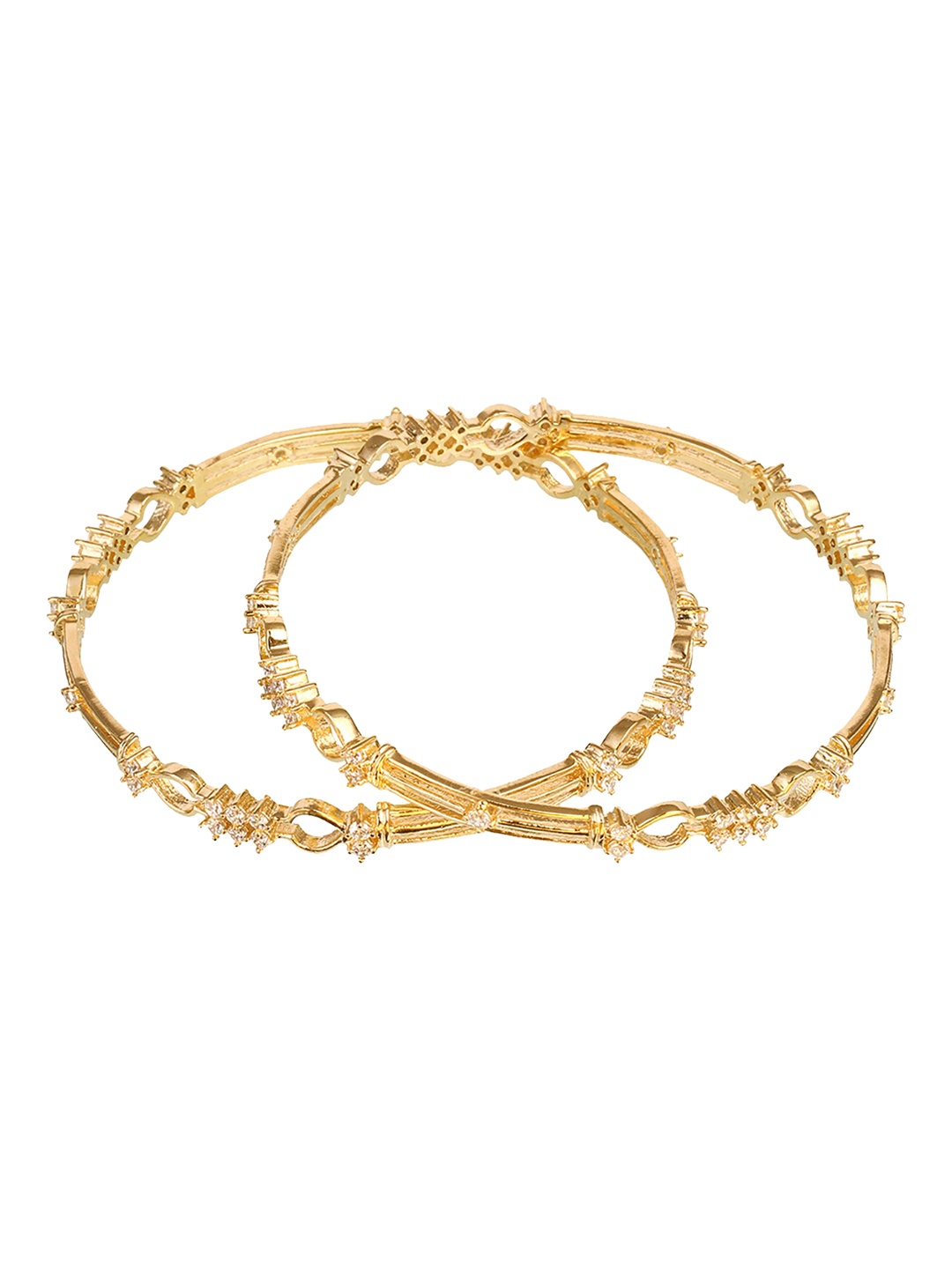 

LAIDA Set Of 2 Gold-Plated & White AD-Studded Handcrafted Bangles