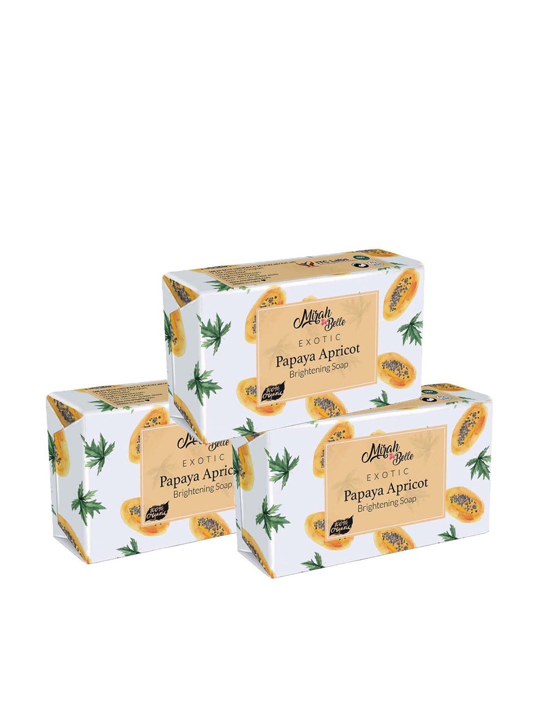 

Mirah Belle Pack of 3 Papaya, Apricot - Skin Brightening Soap -125 g, Orange