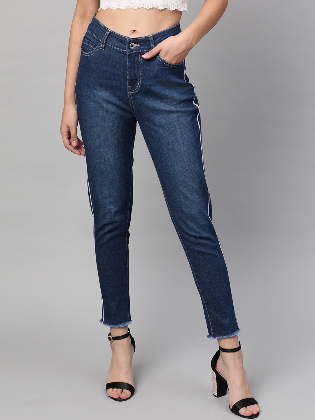 STREET 9 Women Blue Skinny Fit Mid-Rise Clean Look Stretchable Jeans