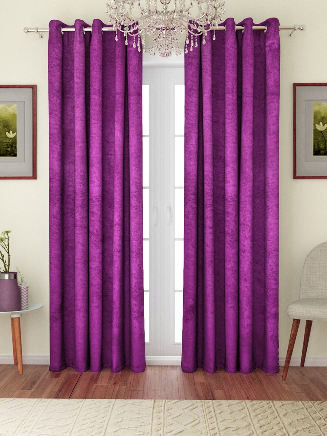 

ROMEE Purple Set of 2 Velvet Room Darkening Door Curtains