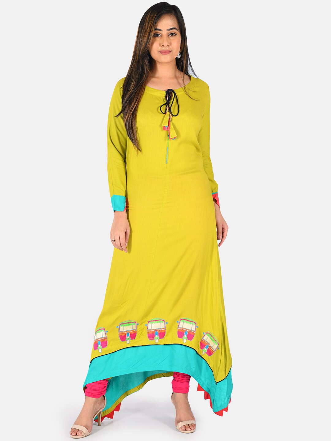 Neerus Women Green Solid Straight Kurta