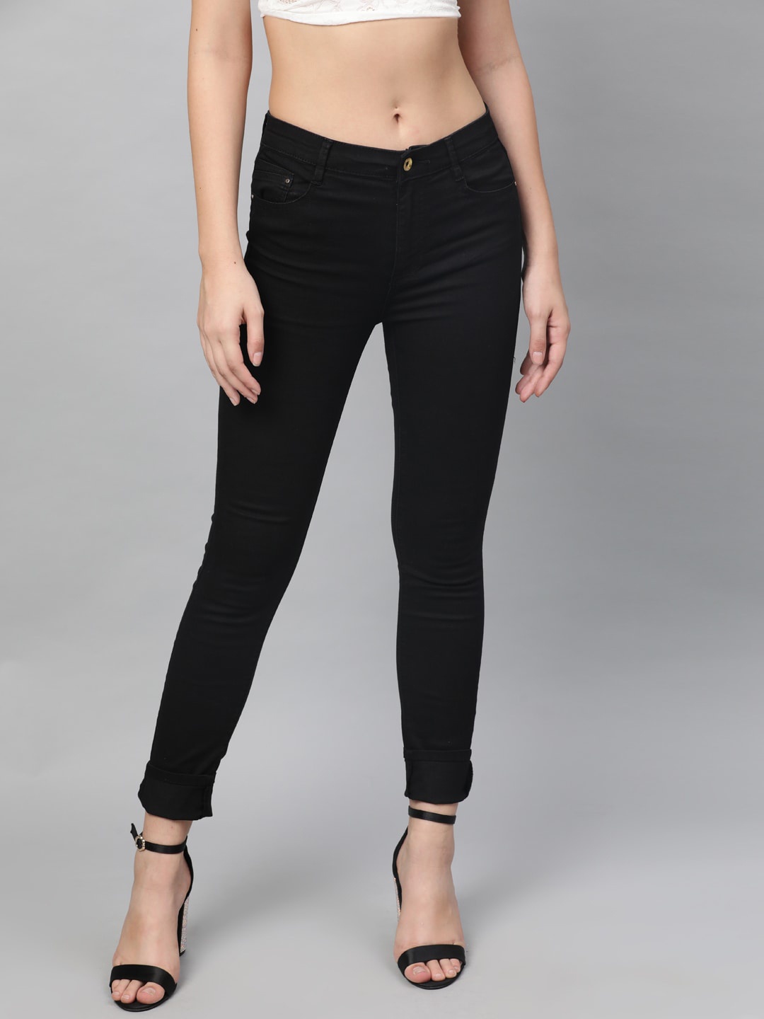 

STREET 9 Women Black Skinny Fit Mid-Rise Clean Look Stretchable Jeans