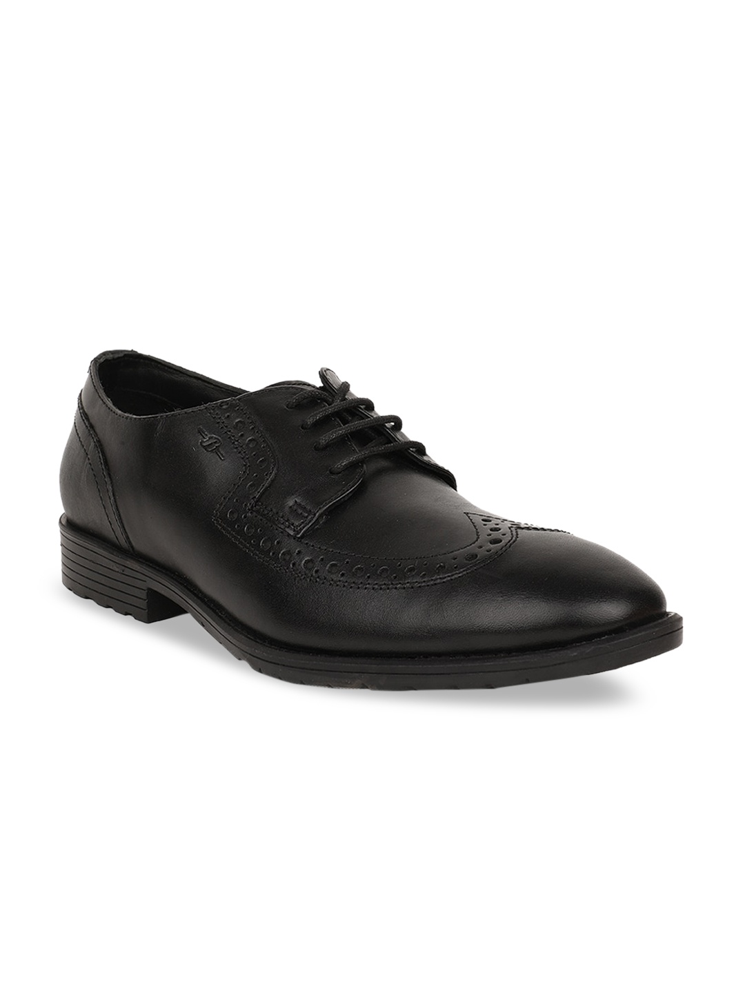 

Bata Men Black Solid Leather Formal Derbys