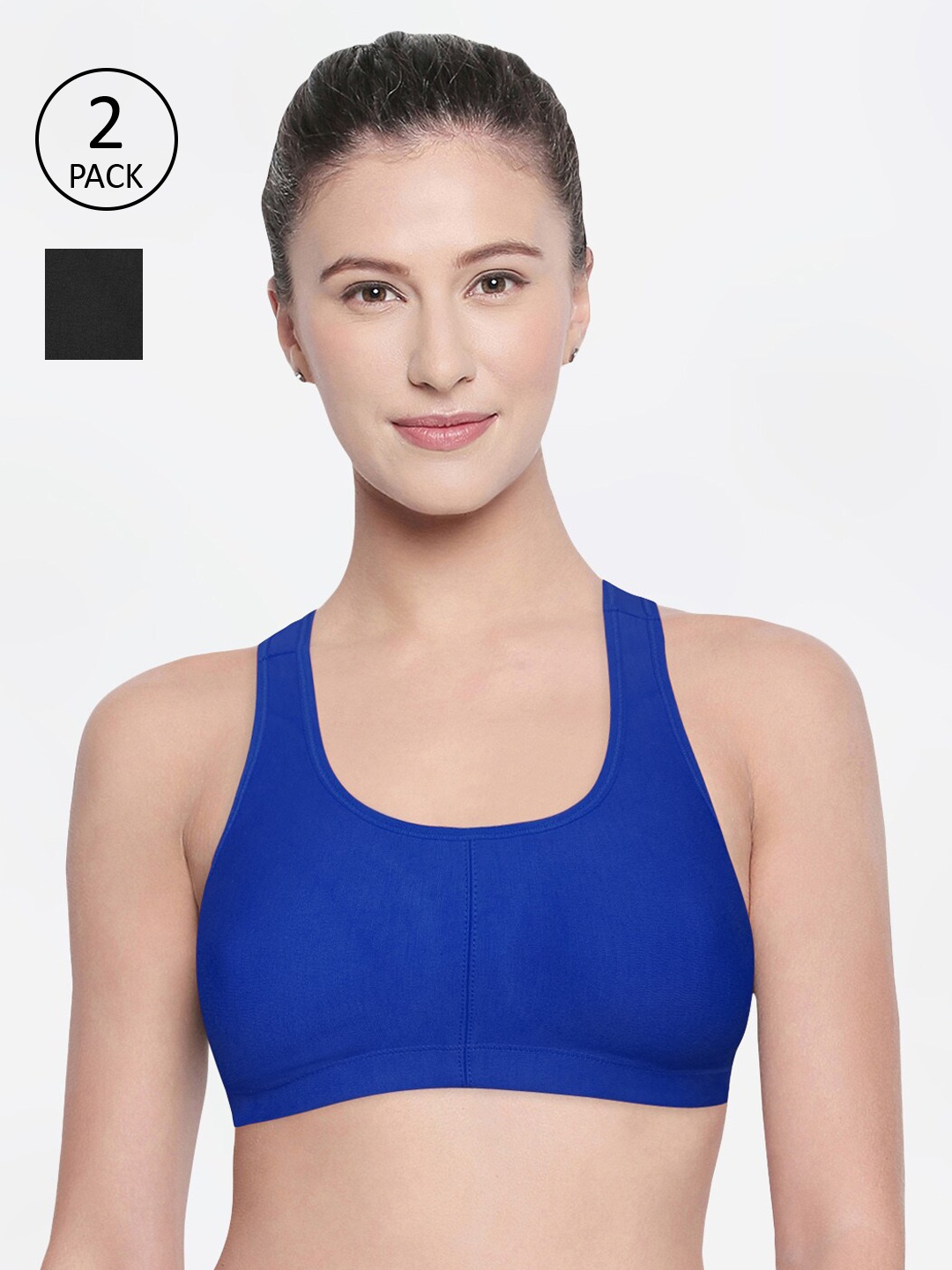 

Bodycare Pack of 2 Assorted Solid Non-Wired Non Padded Sports Bras 1612BRBL