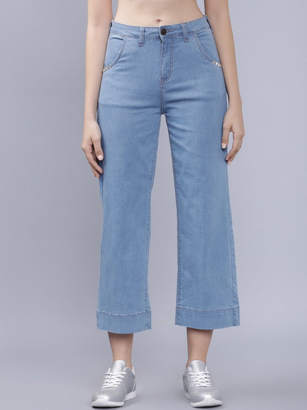 

Tokyo Talkies Women Blue Flared Mid-Rise Clean Look Stretchable Jeans