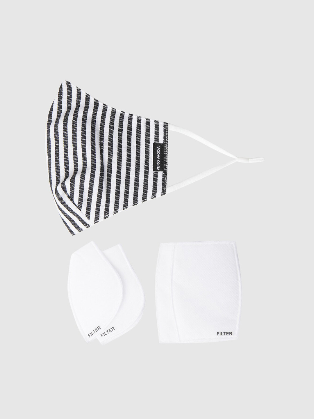 

Vero Moda White Striped 3PLY Anti-Bacterial Knit Mask with Changeable Filters