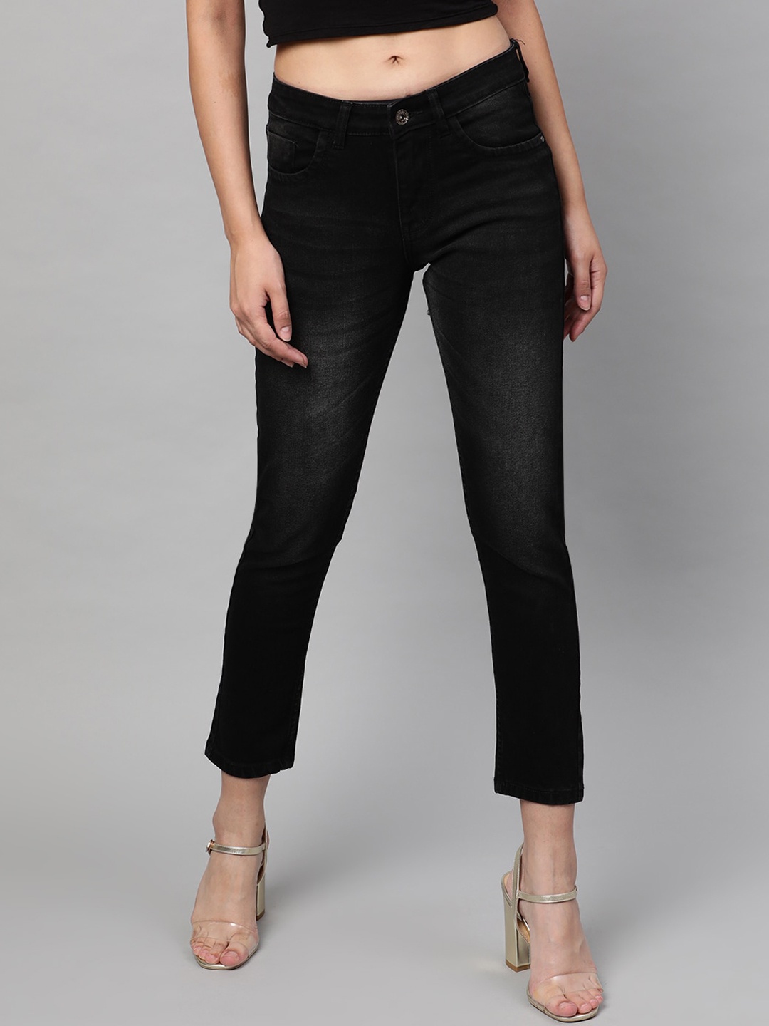 

STREET 9 Women Black Skinny Fit Mid-Rise Clean Look Stretchable Jeans