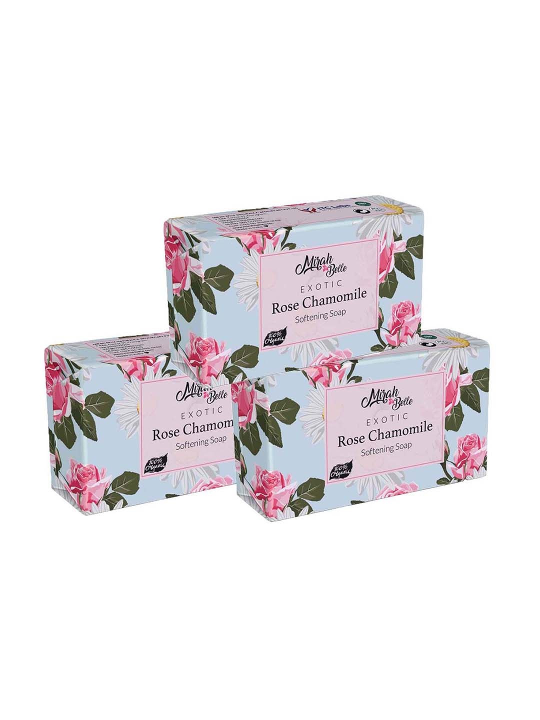 

Mirah Belle Set of 3 Rose & Chamomile Dry Skin Soaps, Off white