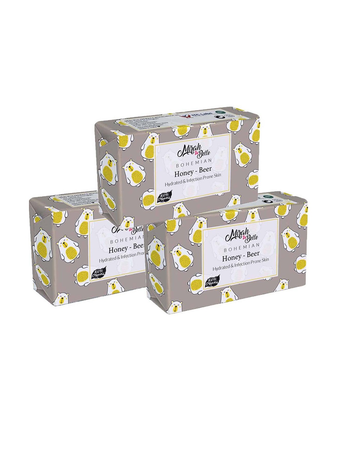 

Mirah Belle Pack of 3 Honey, Beer Skin Softening Soap 125 gm (each), Brown