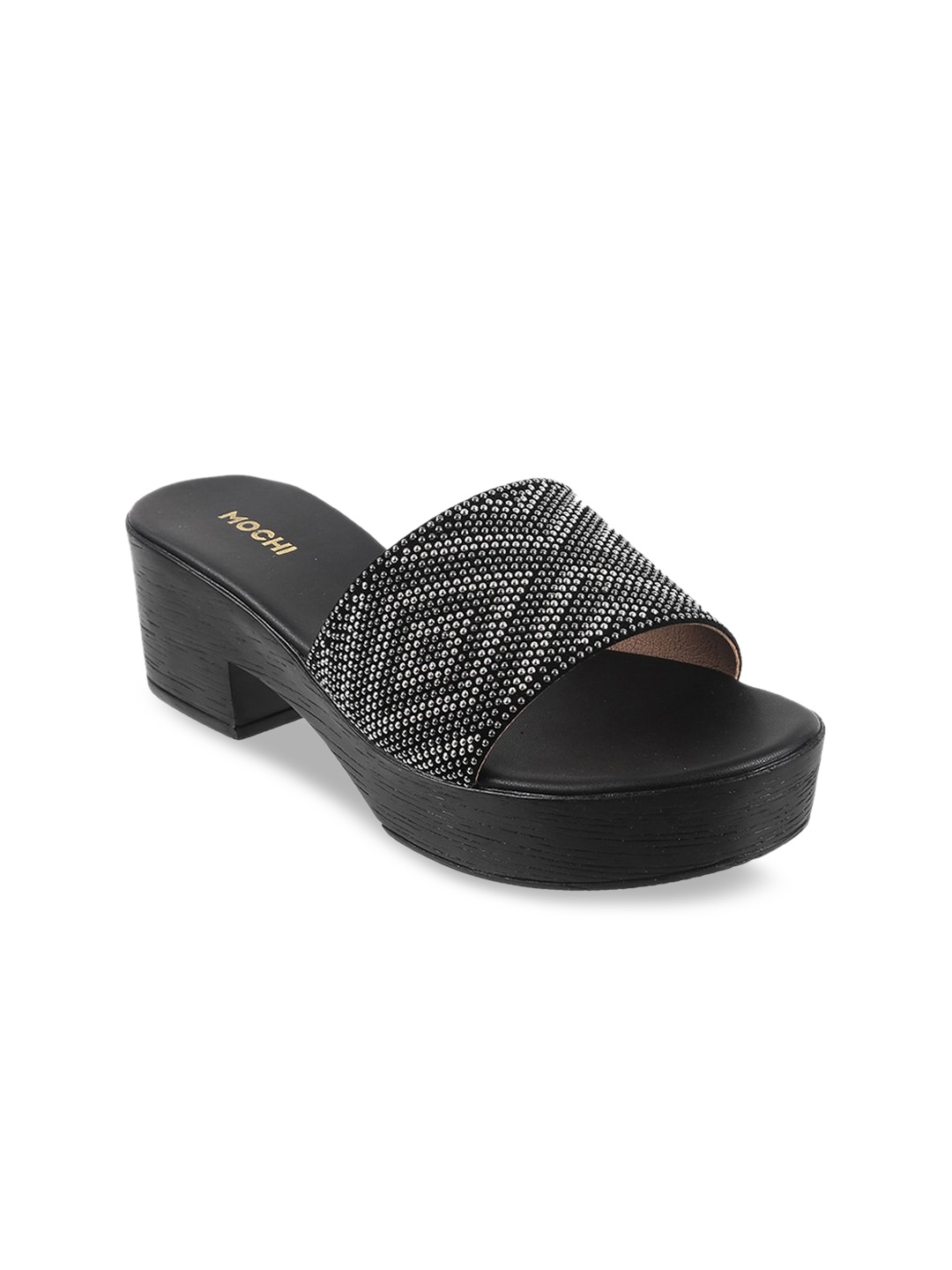 

Mochi Women Grey Embellished Block Heels