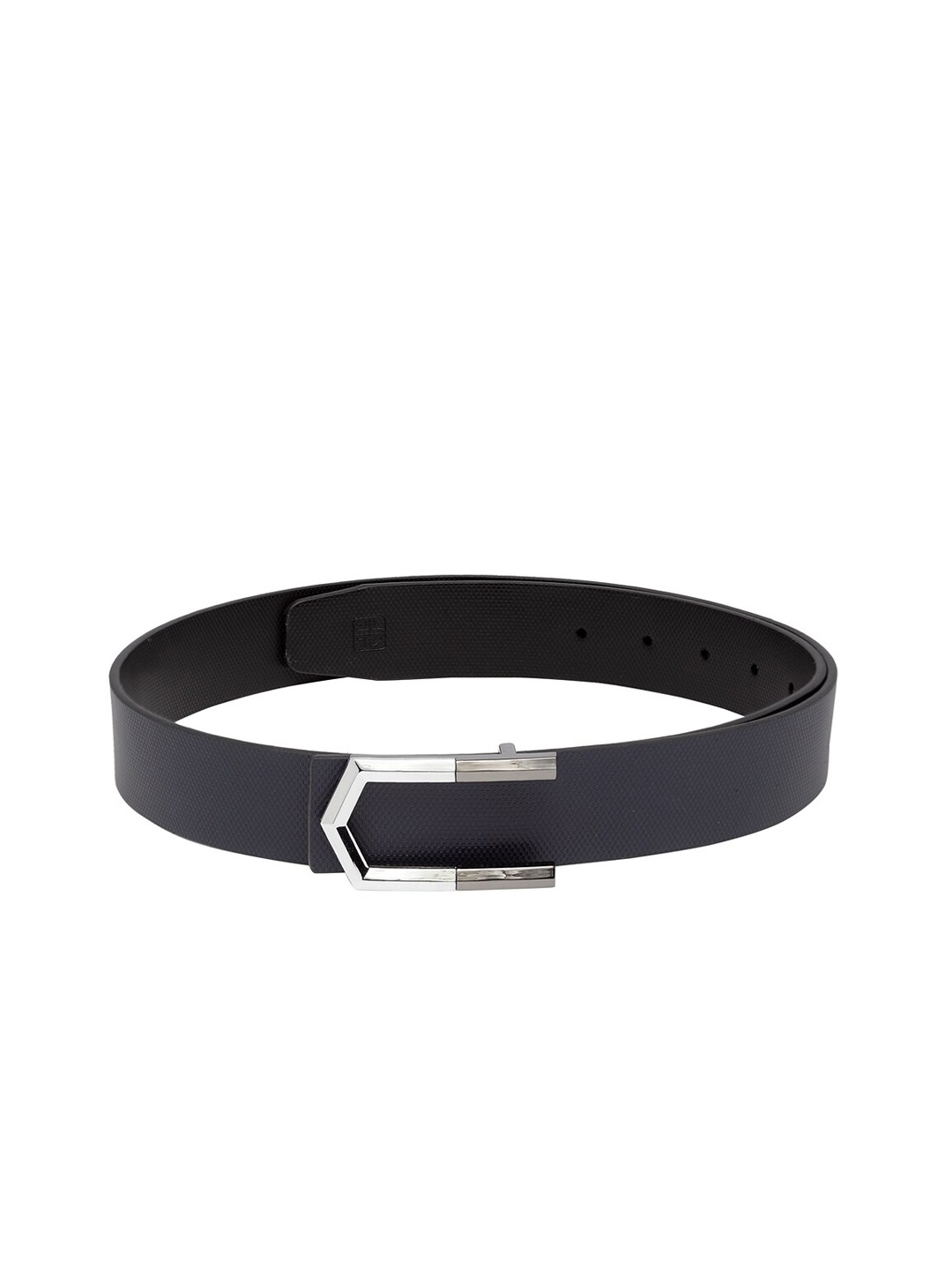 

Carlton London Men Black Leather Textured Belt