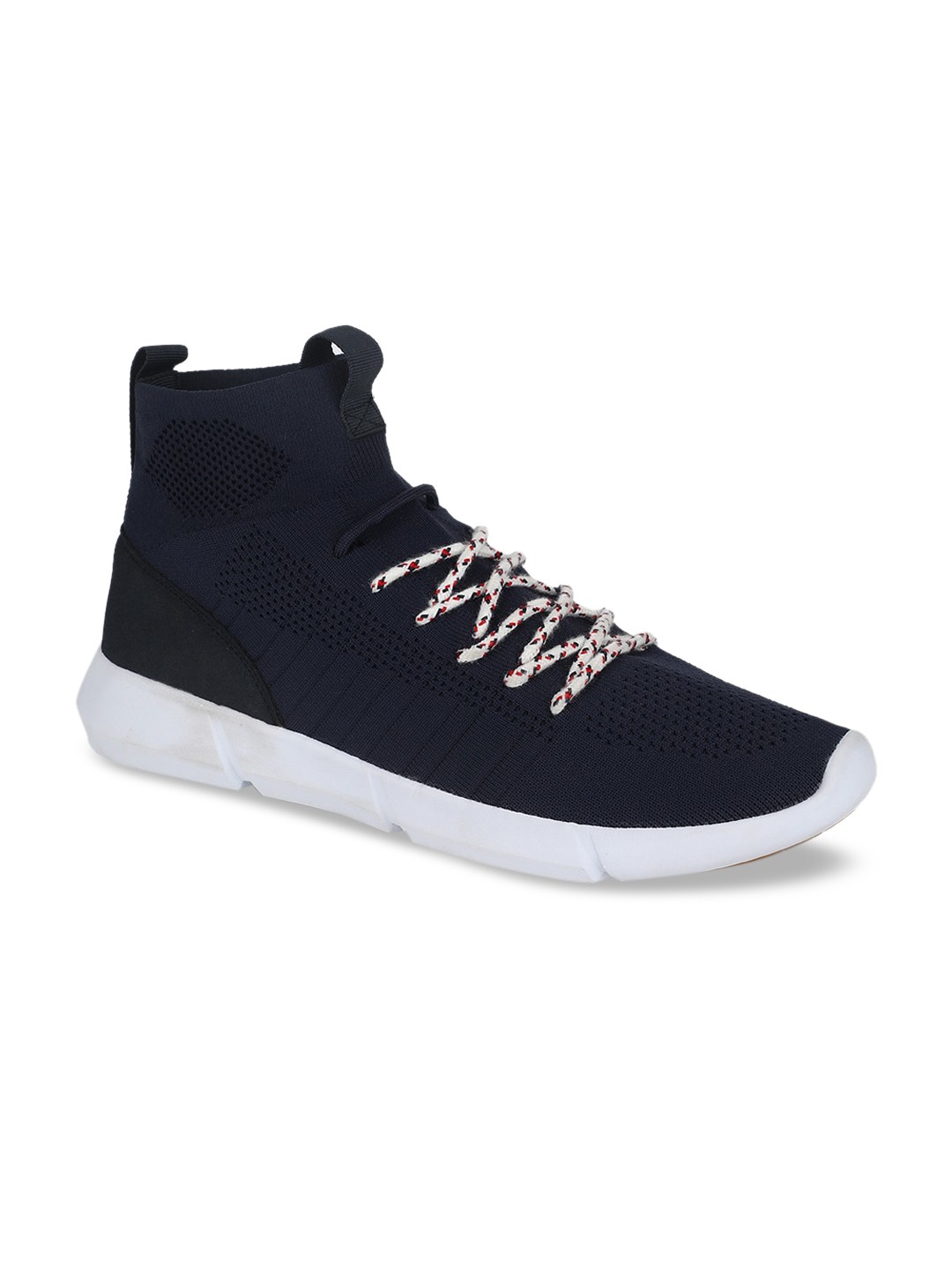 

Bata Men Blue Woven Design PU High-Top Sneakers