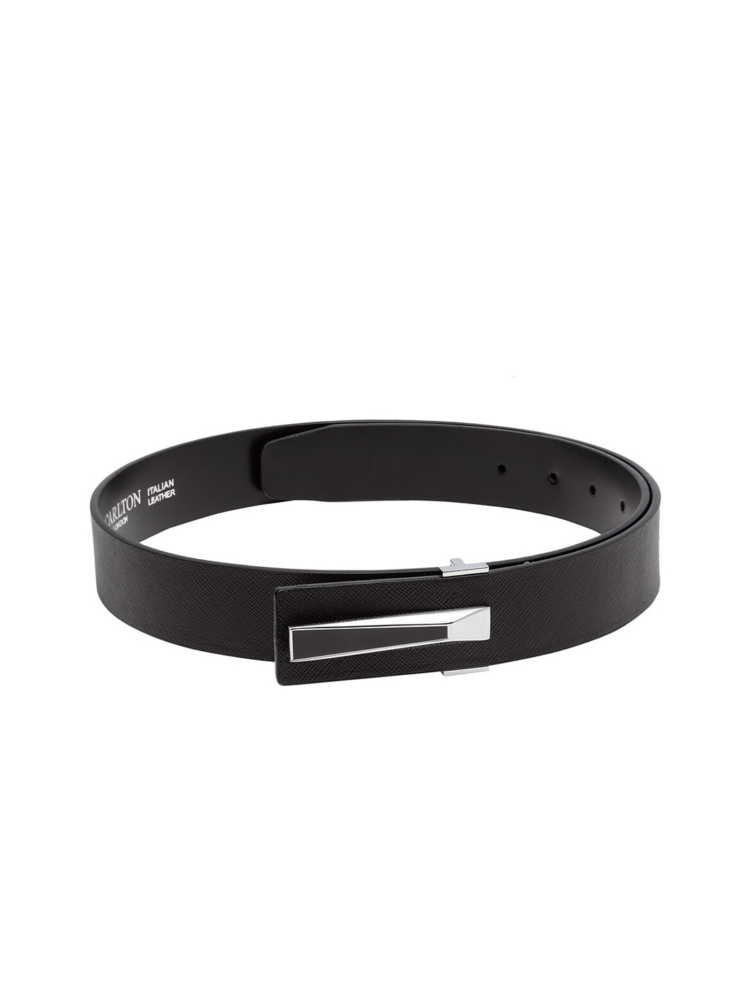 

Carlton London Men Black Solid Leather Belt