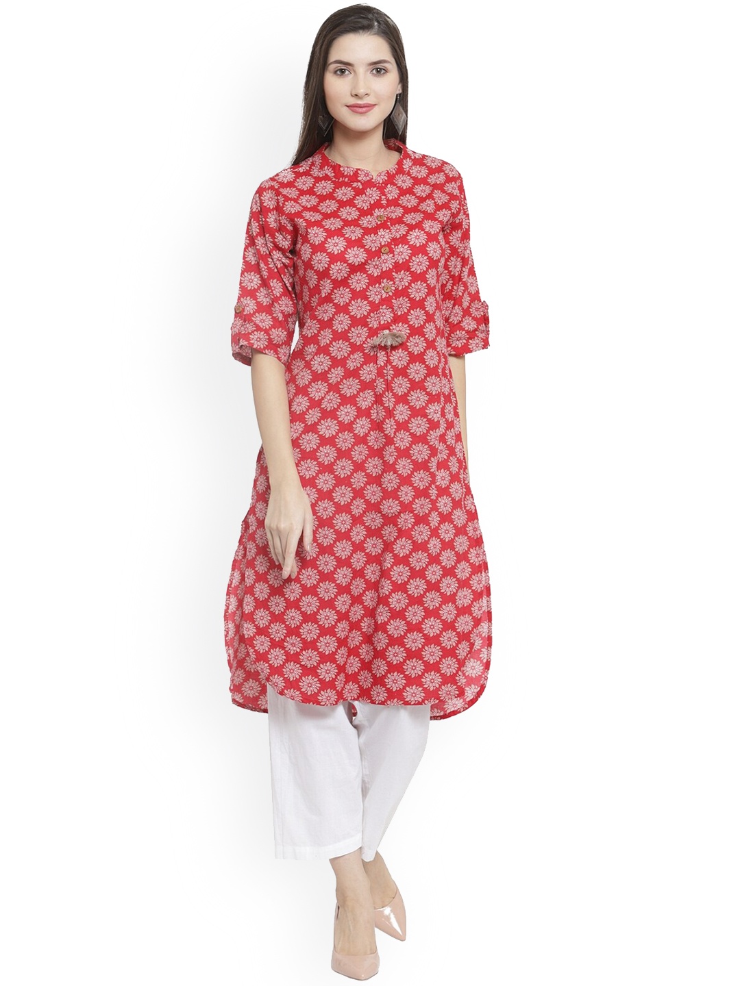 

The Kurta Express Women Red Printed A-Line Kurta