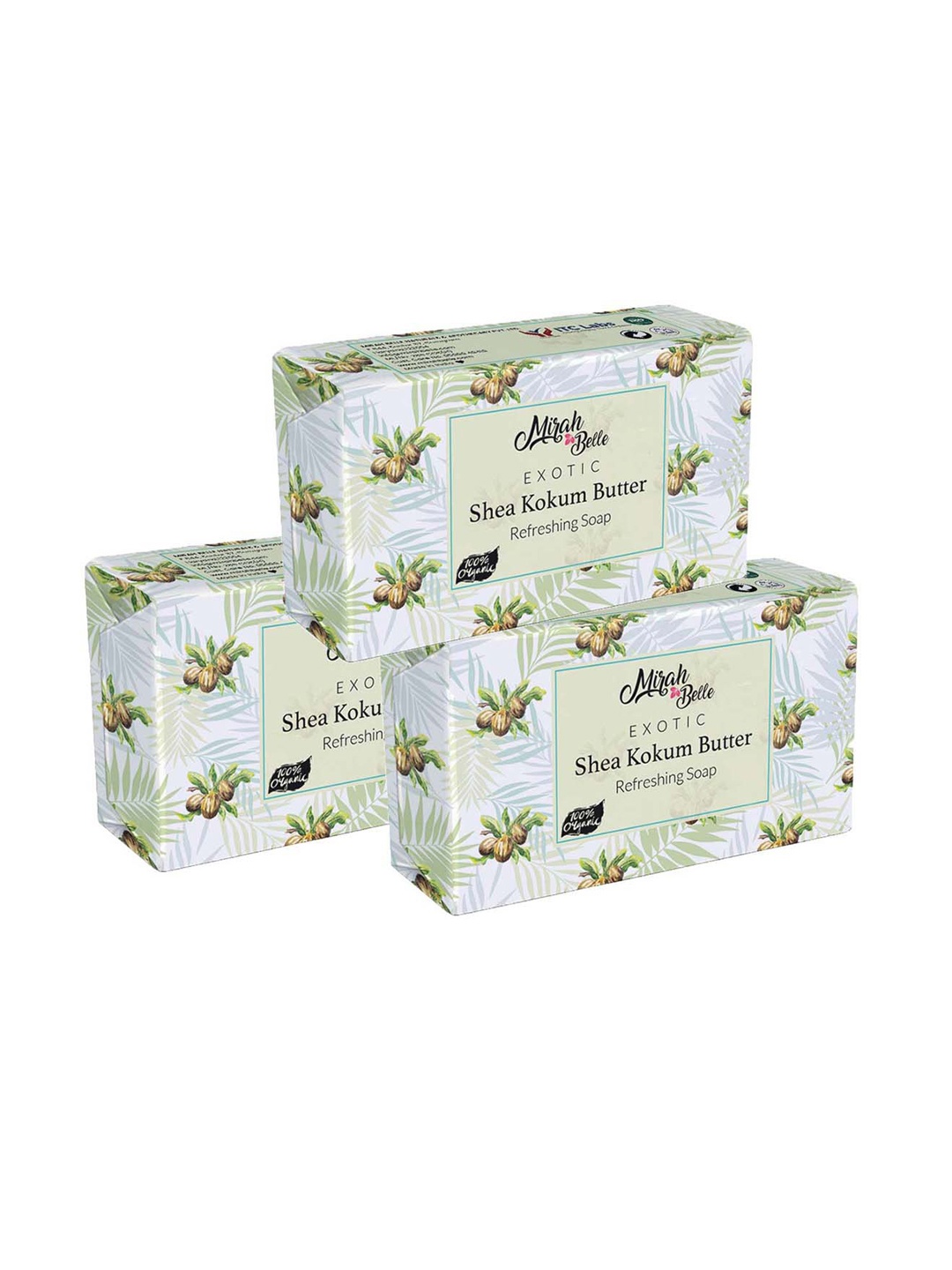 

Mirah Belle Pack of 3 Shea & Kokum Butter for Dry Skin Soaps, Green
