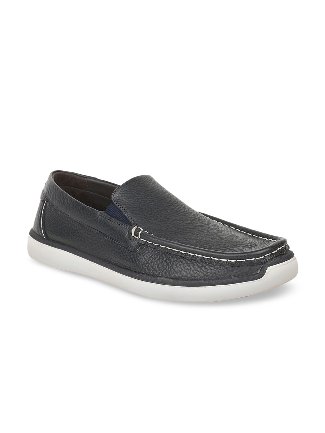 

Hush Puppies Men Navy Blue Solid Leather Loafers