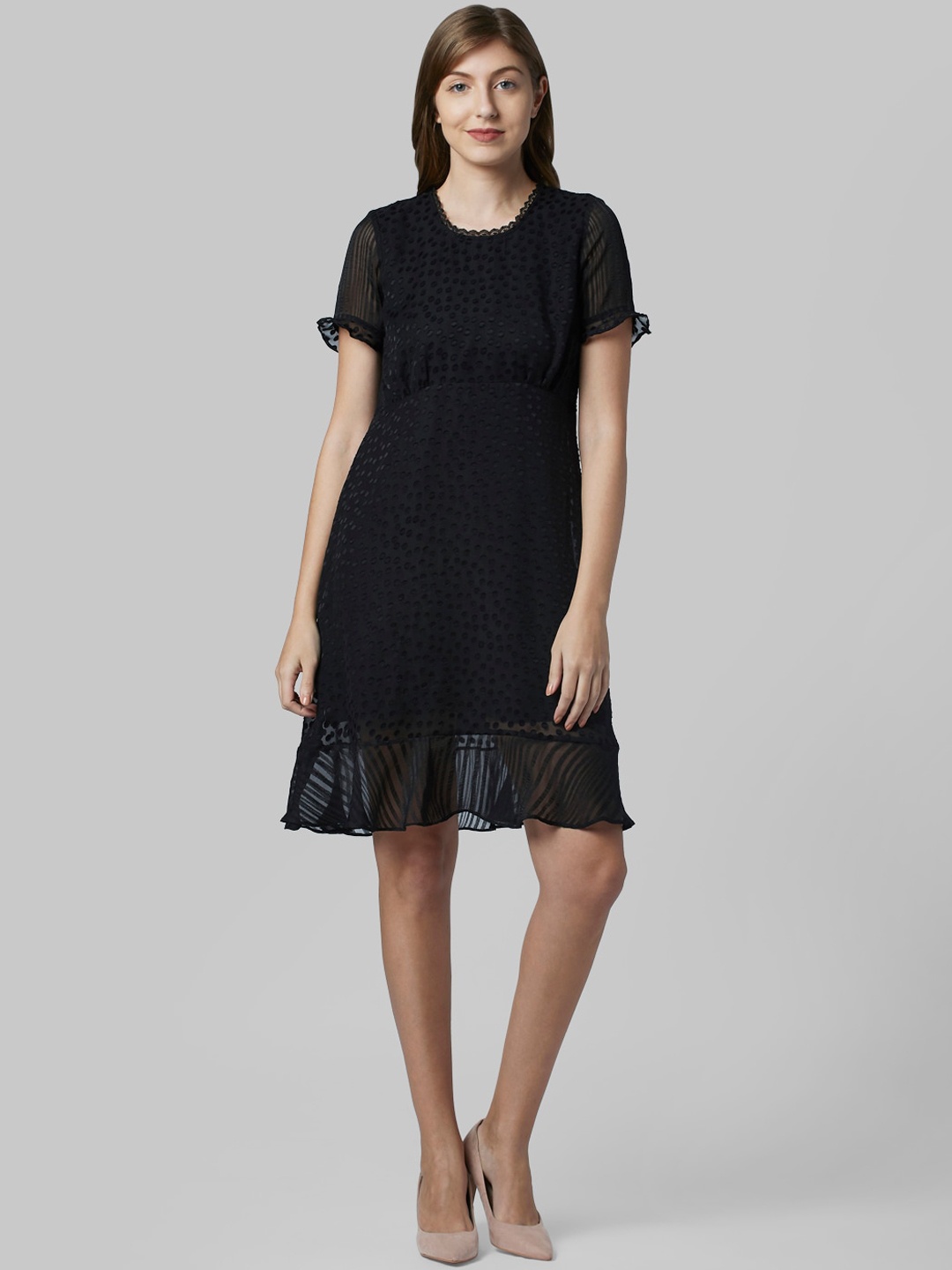 

Park Avenue Woman Women Black Self Design A-Line Dress