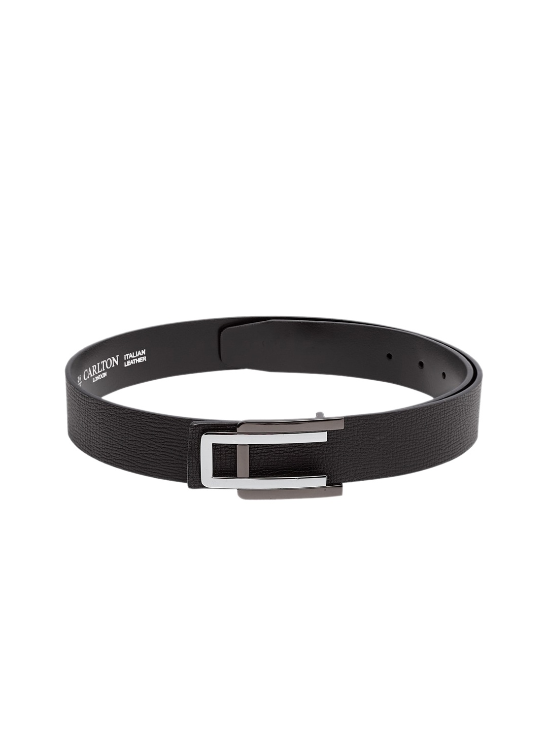 

Carlton London Men Black Solid Leather Belt
